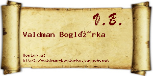 Valdman Boglárka névjegykártya